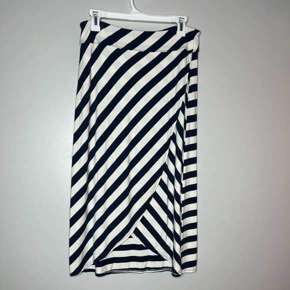 Athleta Ribbon Stripe Faux Wrap Tulip Hem Midi Skirt - Picture 6 of 6